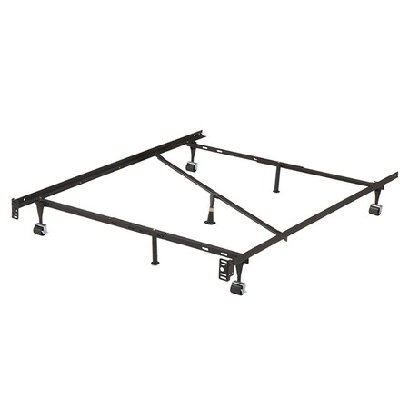 Adjustable Metal Bed Frame – Queen, King, Full, Twin – Steel, 8in Height, Black